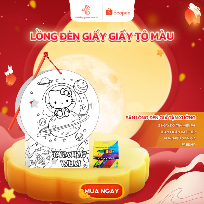 Lồng đèn giấy tô màu Hello Kitty